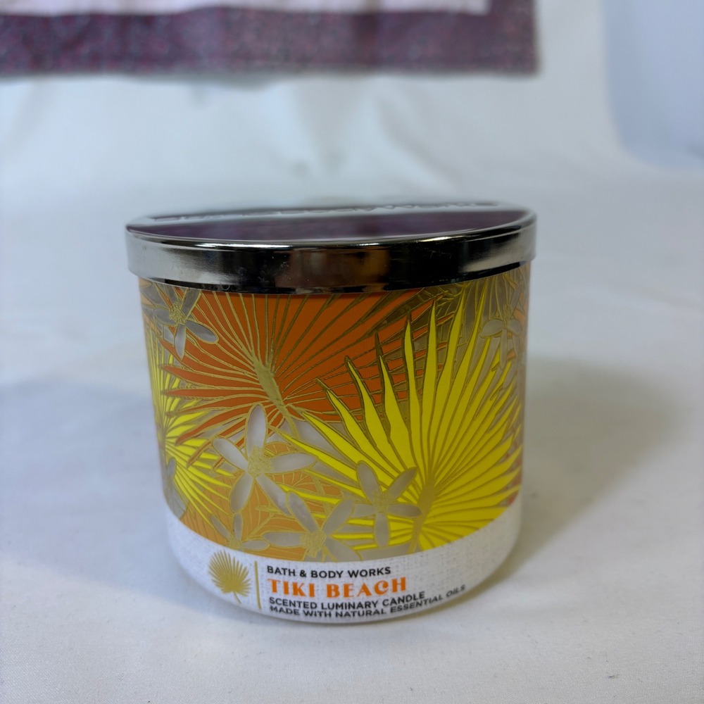 Bath & Body Works 3 Wick Candle Tiki Beach 14.5oz Luminary Vanilla Coconut